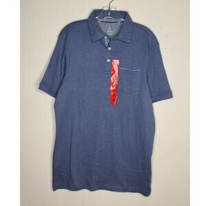 NWT Tahari blue cotton blend short sleeve polo shirt - medium